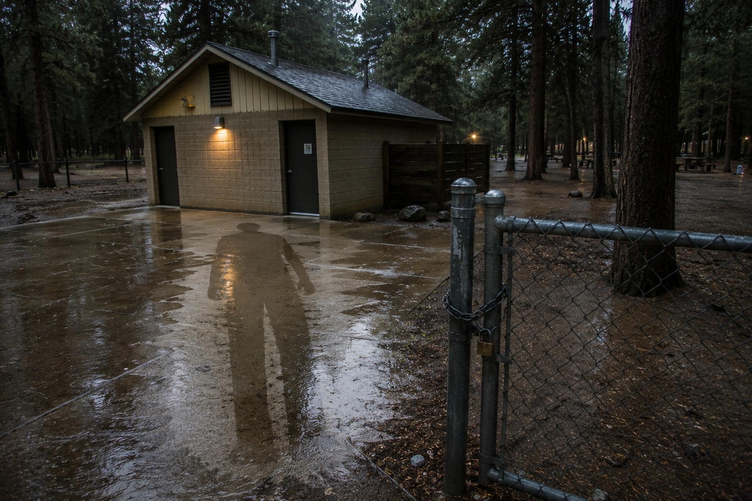 Editorial recreation of the Camp Host Saw A Tall Shape Watching From Behind The Shower House story, image 4.