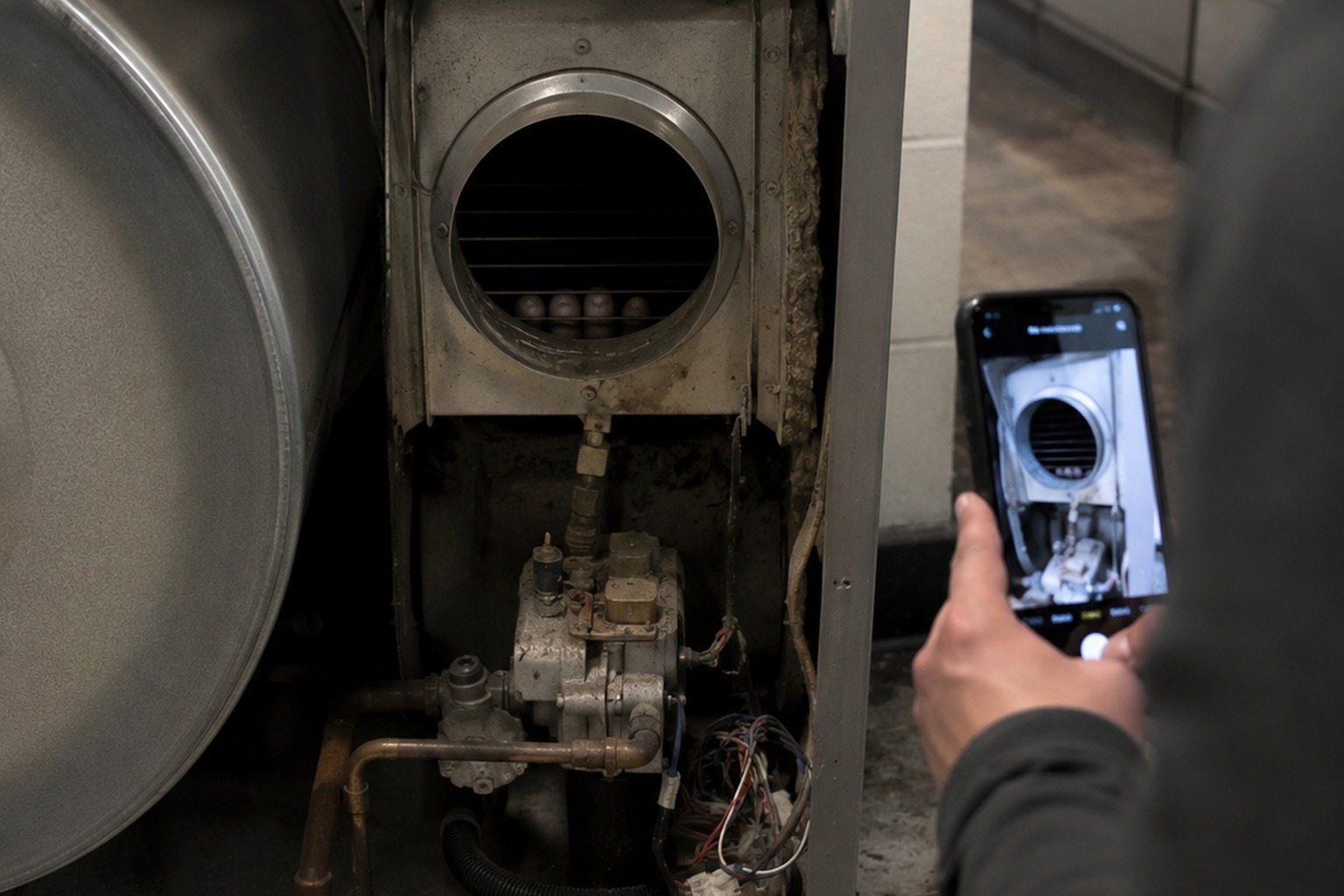 Editorial recreation of the Closed Coin Laundry Folding Table Photo Showed Fingers Pressed Through The Dryer Vent story, image 2.
