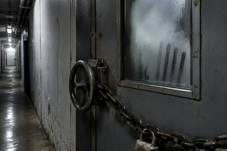 Editorial recreation of the Closed Ice Plant Freezer Camera Showed Breath Fogging From Inside A Locked Door story, image 1.
