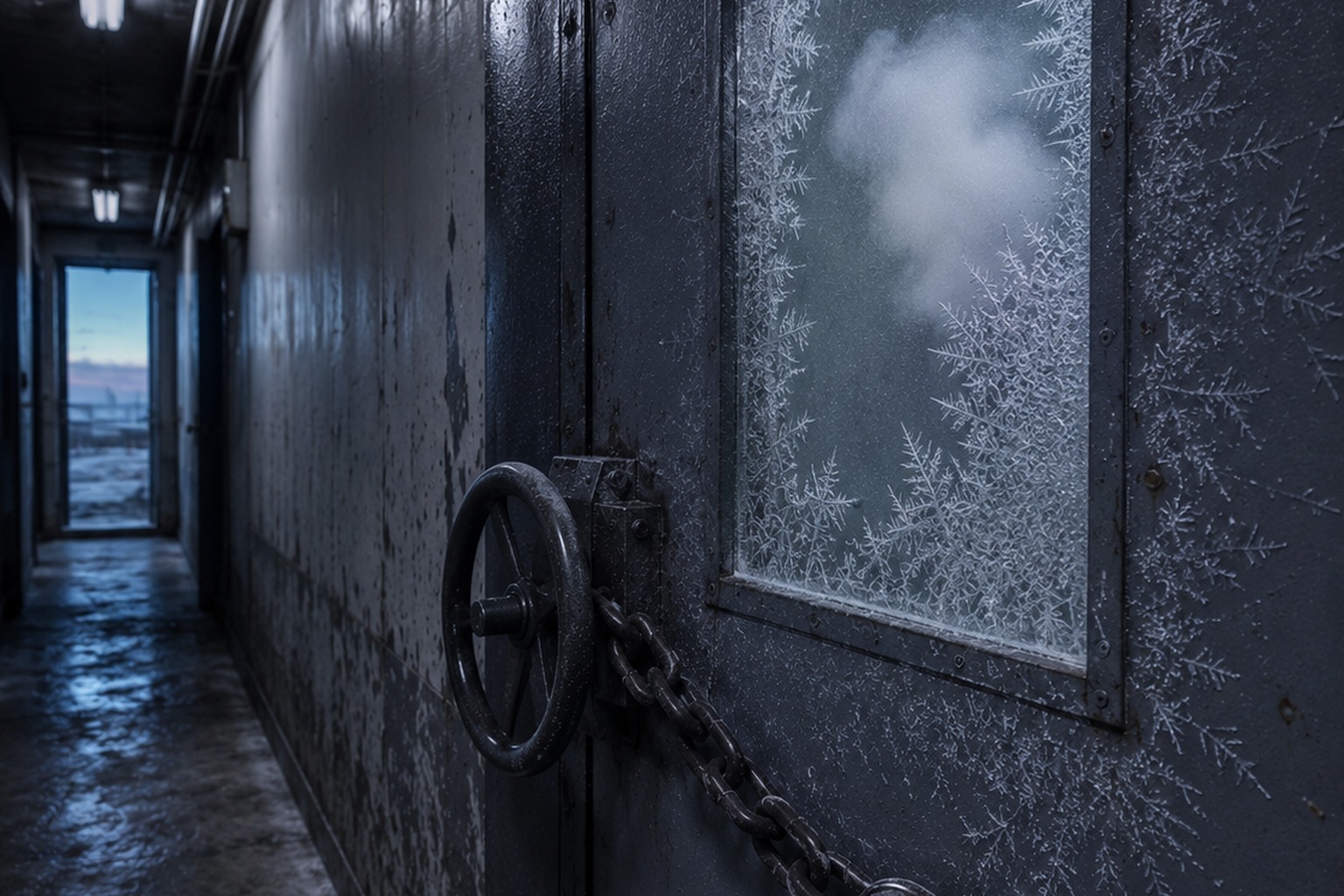 Editorial recreation of the Closed Ice Plant Freezer Camera Showed Breath Fogging From Inside A Locked Door story, image 4.
