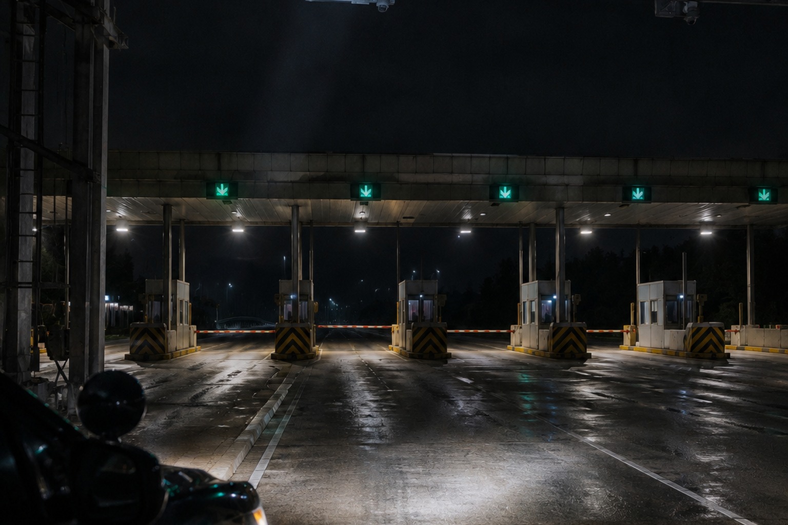 The Closed Toll Plaza Camera Caught A Cigar-Shaped Craft Above Lane Seven reconstructed scene image 3