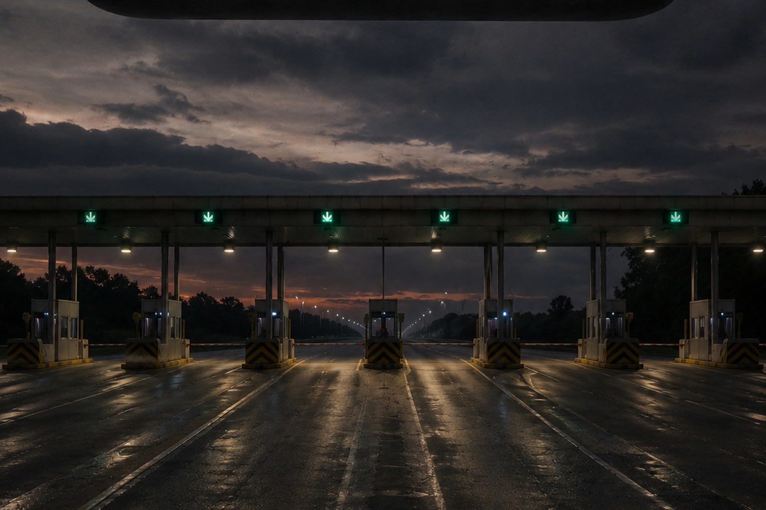 The Closed Toll Plaza Camera Caught A Cigar-Shaped Craft Above Lane Seven reconstructed scene image 4