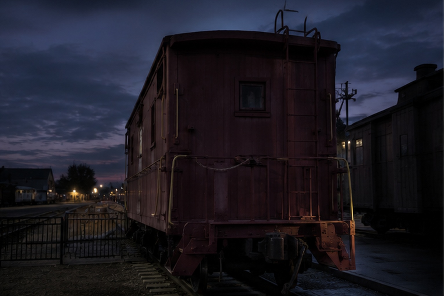The Closed Train Museum Caboose Window Showed A Face Where No One Could Stand reconstructed scene image 1