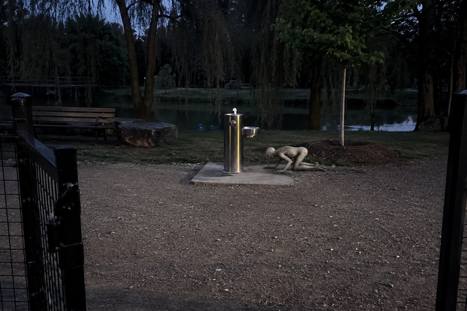 The Creekside Dog Park Gate Photo Showed A Hairless Crawling Thing Beside The Water Fountain - article image 1