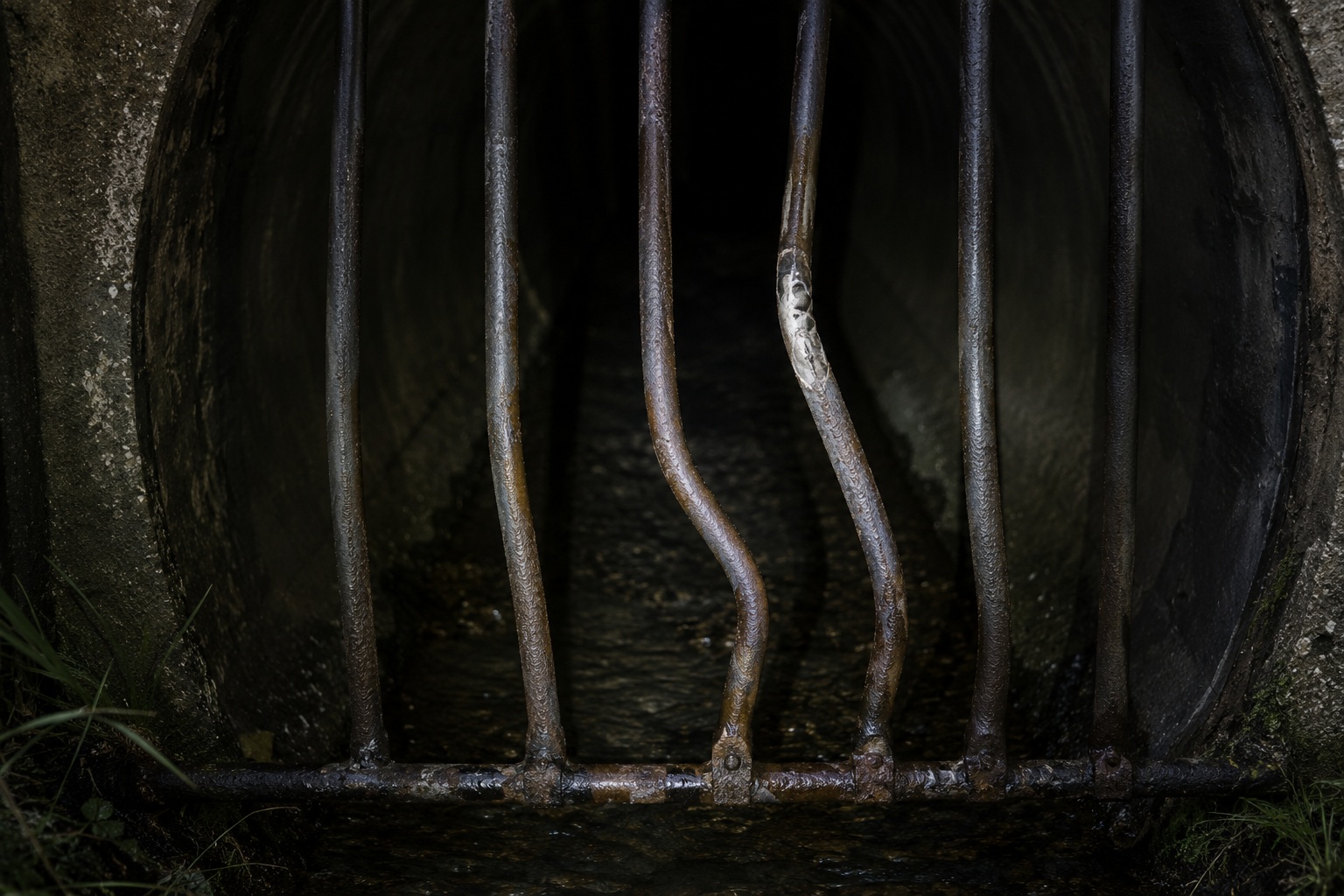 Editorial recreation of the Drainage Tunnel Camera Saw A Pale Hand Reaching Around The Bent Warning Bars story, image 4.