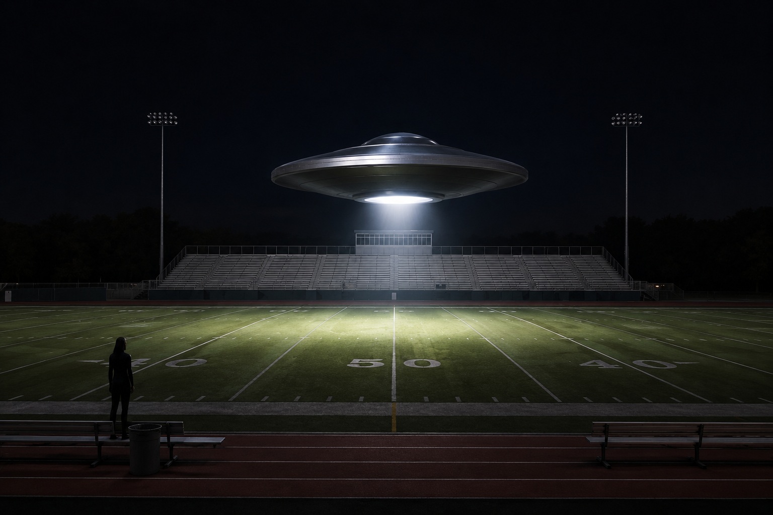 Editorial recreation of the empty football field silver disc story, image 3.