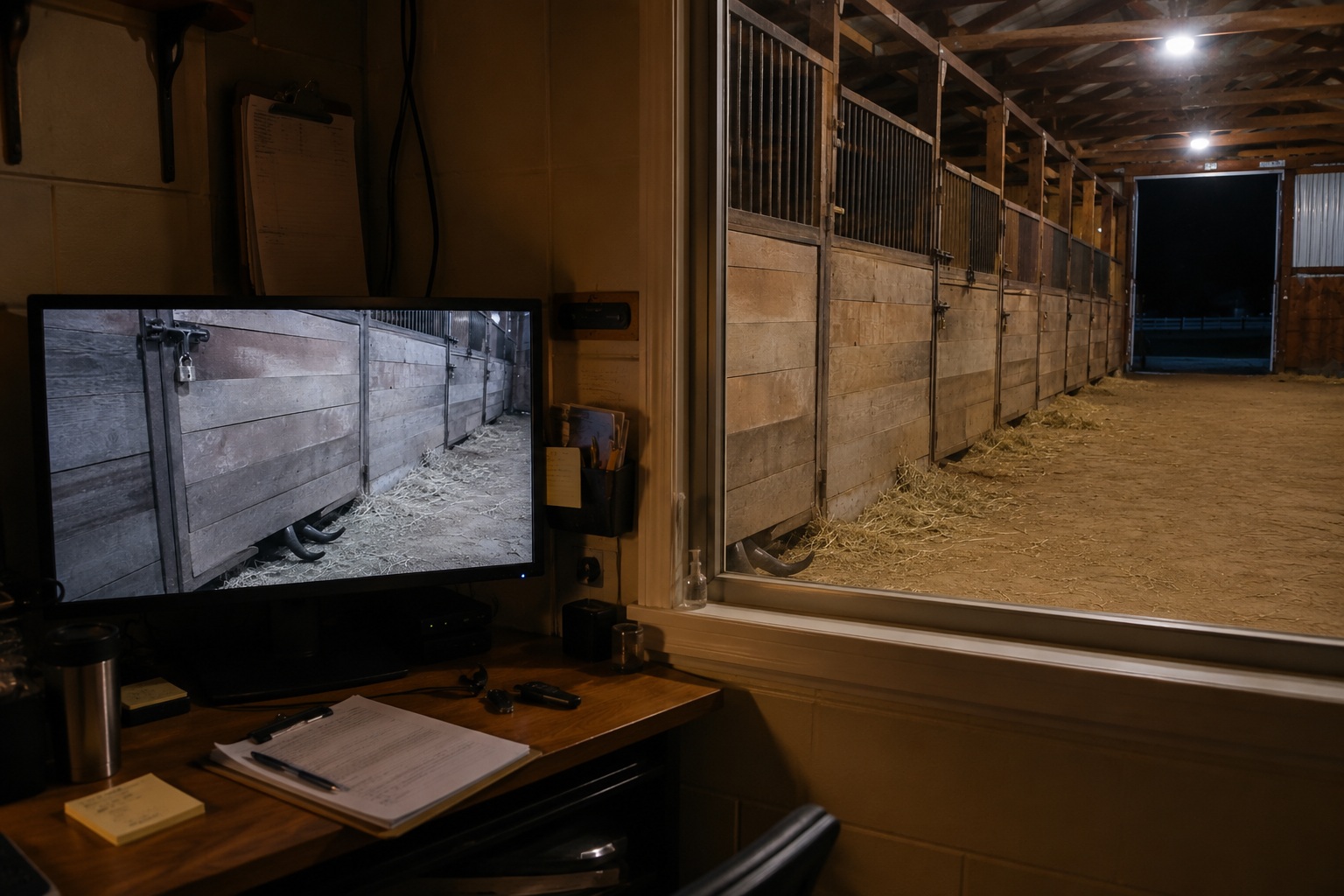 Editorial recreation of the Fairground Horse Barn Camera Saw Horns Under The Empty Stall Door story, image 3.
