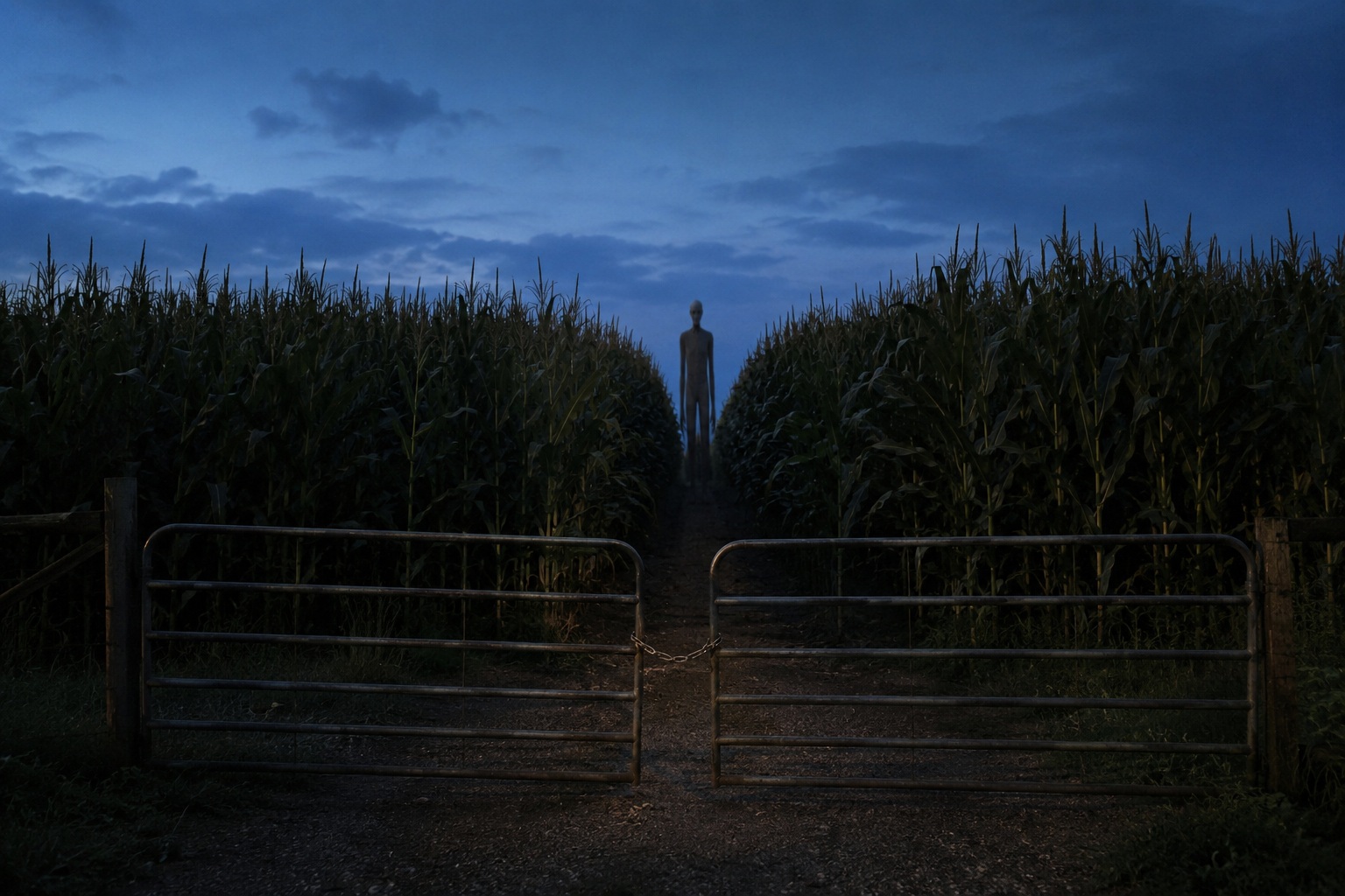 The Farm Service Road Camera Showed Something Tall Between The Corn Rows