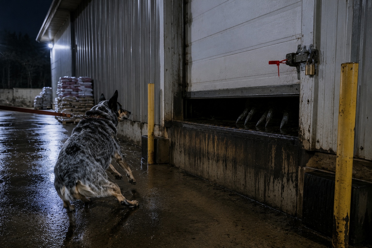 Editorial recreation of the Feed Store Camera Saw A Wet Clawed Shape Behind The Sealed Loading Door story, image 3.