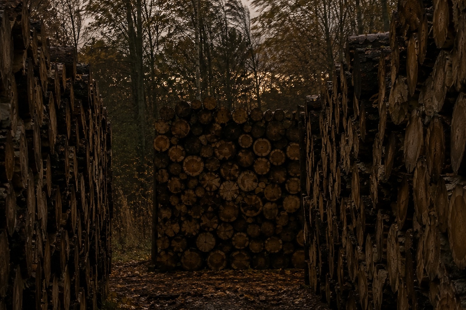The Firewood Yard Trail Camera Showed A Massive Shape Behind The Stacked Oak Rounds reconstructed scene image 3