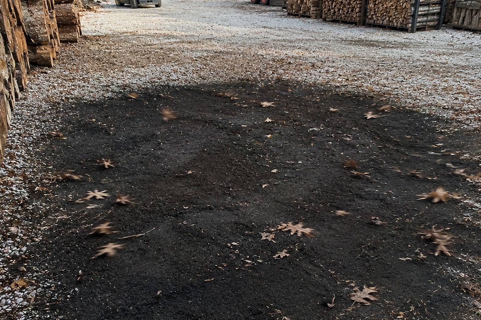 The Firewood Yard Trail Camera Showed A Massive Shape Behind The Stacked Oak Rounds reconstructed scene image 4
