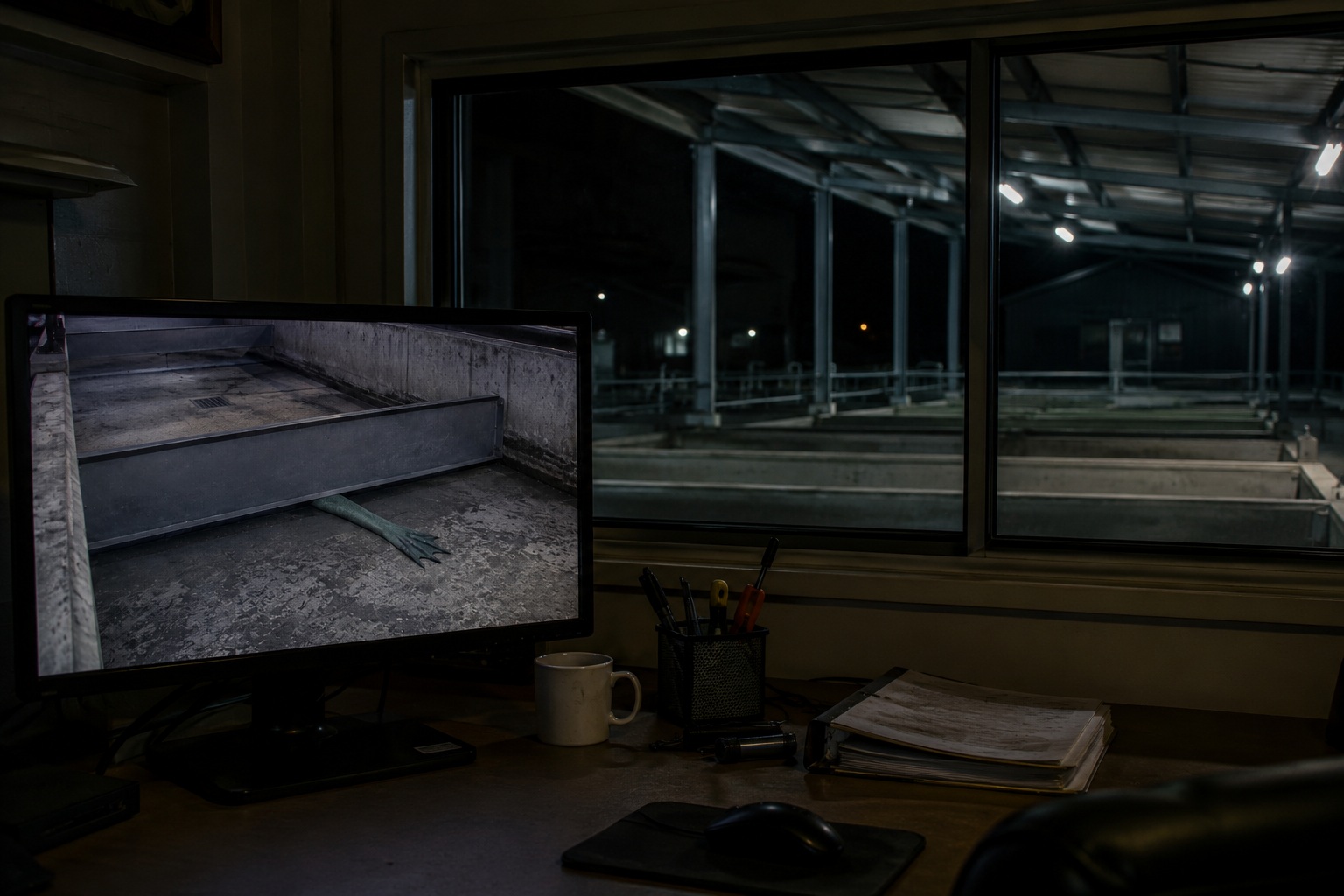 Editorial recreation of the Fish Hatchery Camera Saw A Webbed Arm Under The Empty Sorting Tank story, image 2.