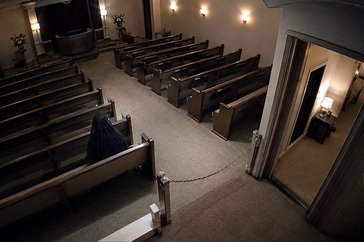 Story-style recreation for The Funeral Chapel Was Empty, But A Veiled Woman Was Sitting In The Front Row, image 3.