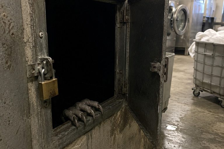 Editorial recreation of the Hotel Laundry Chute Camera Saw Claws Pressing Through The Dark Opening story, image 1.