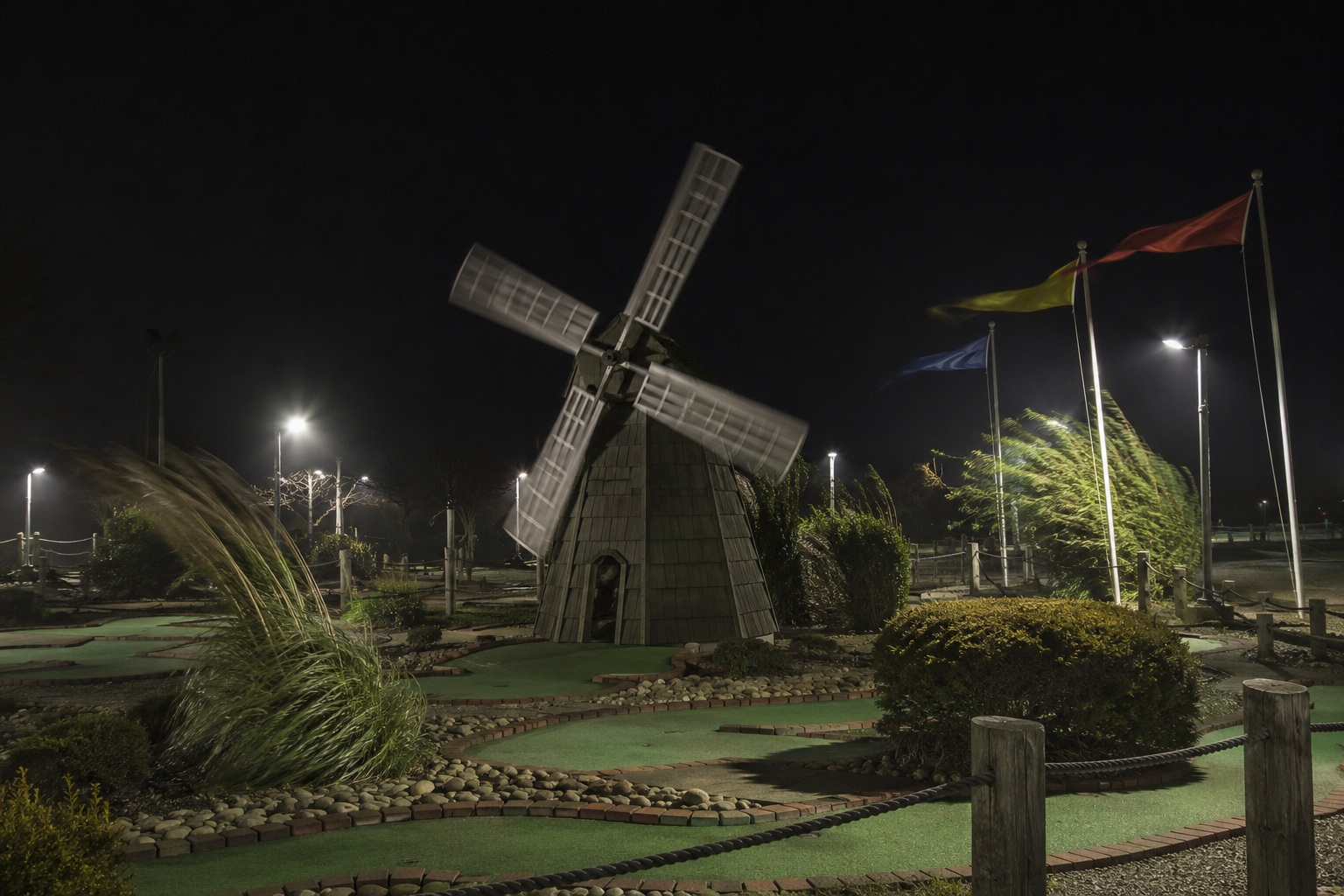 The Mini Golf Course Camera Showed One Windmill Blade Turning Against The Wind