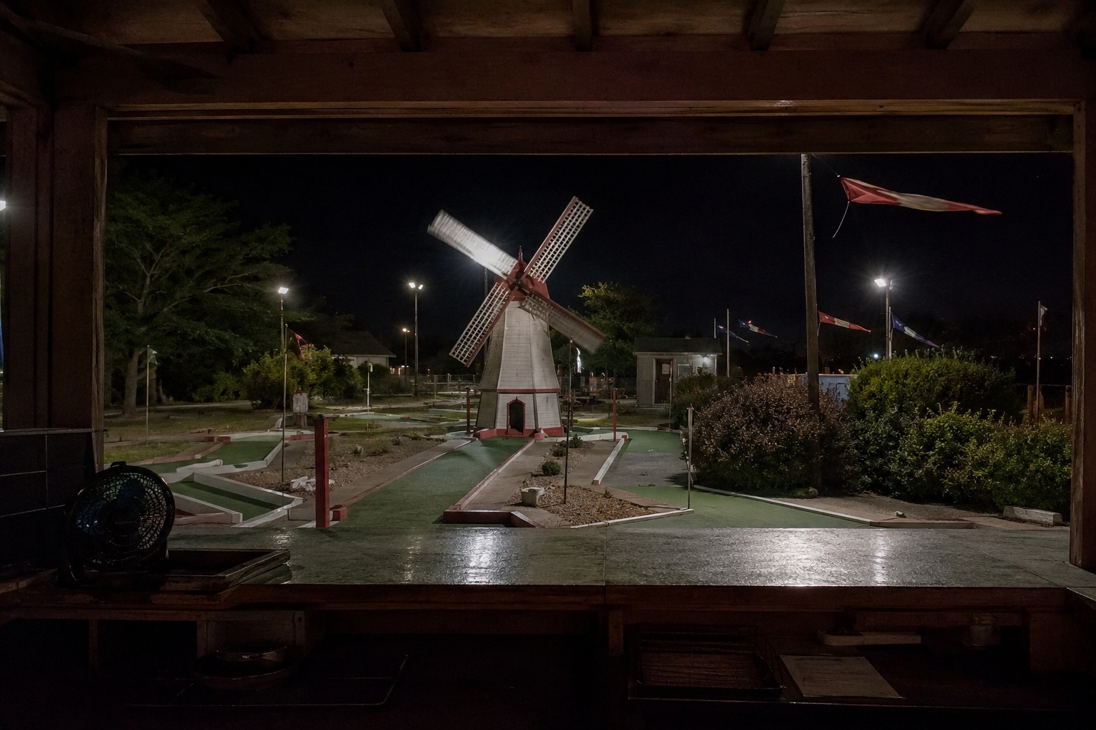 The Mini Golf Course Camera Showed One Windmill Blade Turning Against The Wind