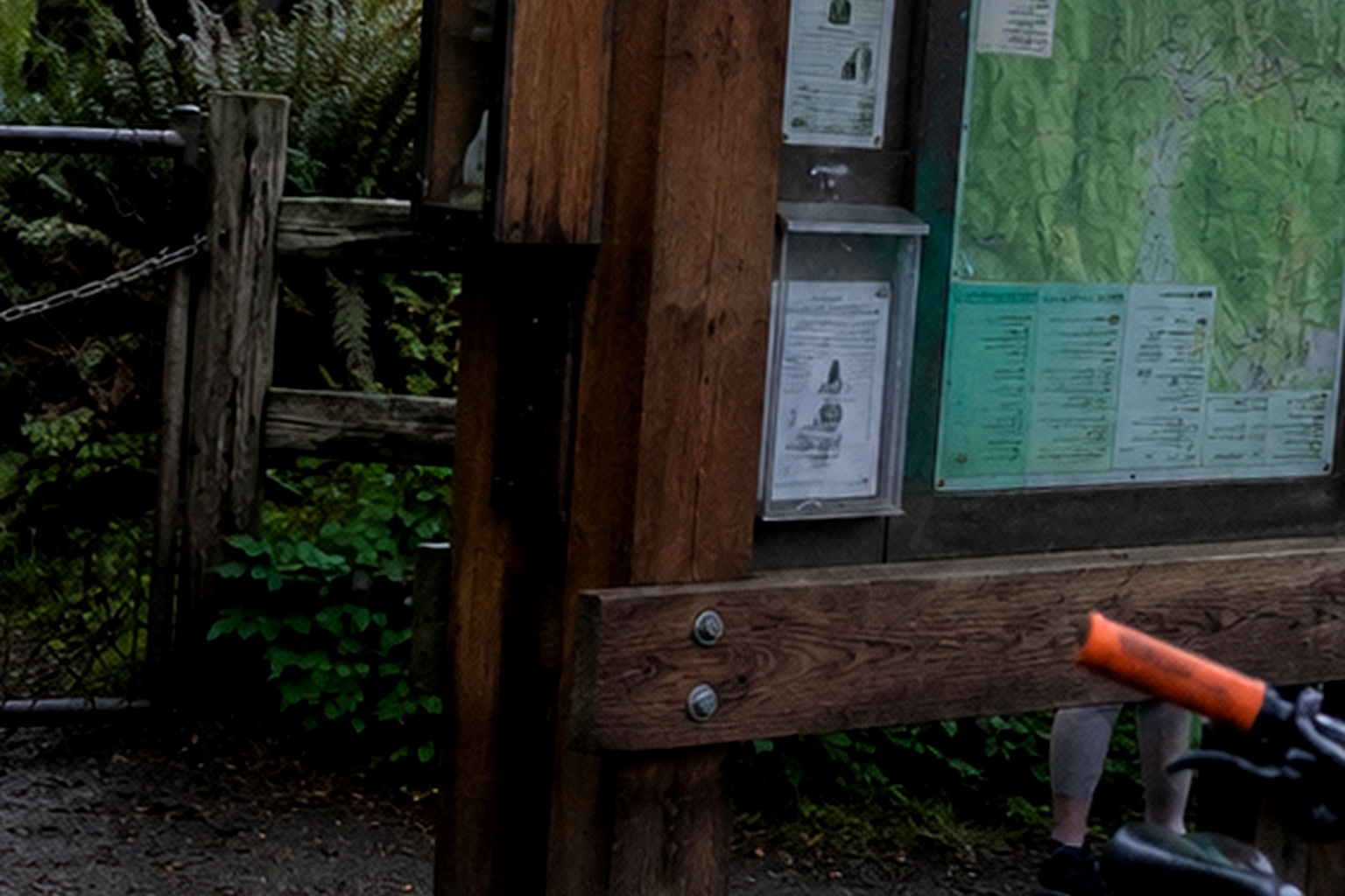Editorial recreation of the Mountain Bike Trail Camera Showed A Hairy Figure Behind The Trail Map Kiosk story, image 4.