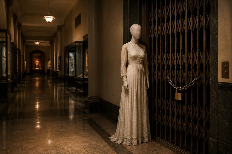 Editorial recreation of the Overnight Guard Found A Faceless Woman Beside The Closed Museum Elevator story, image 1.