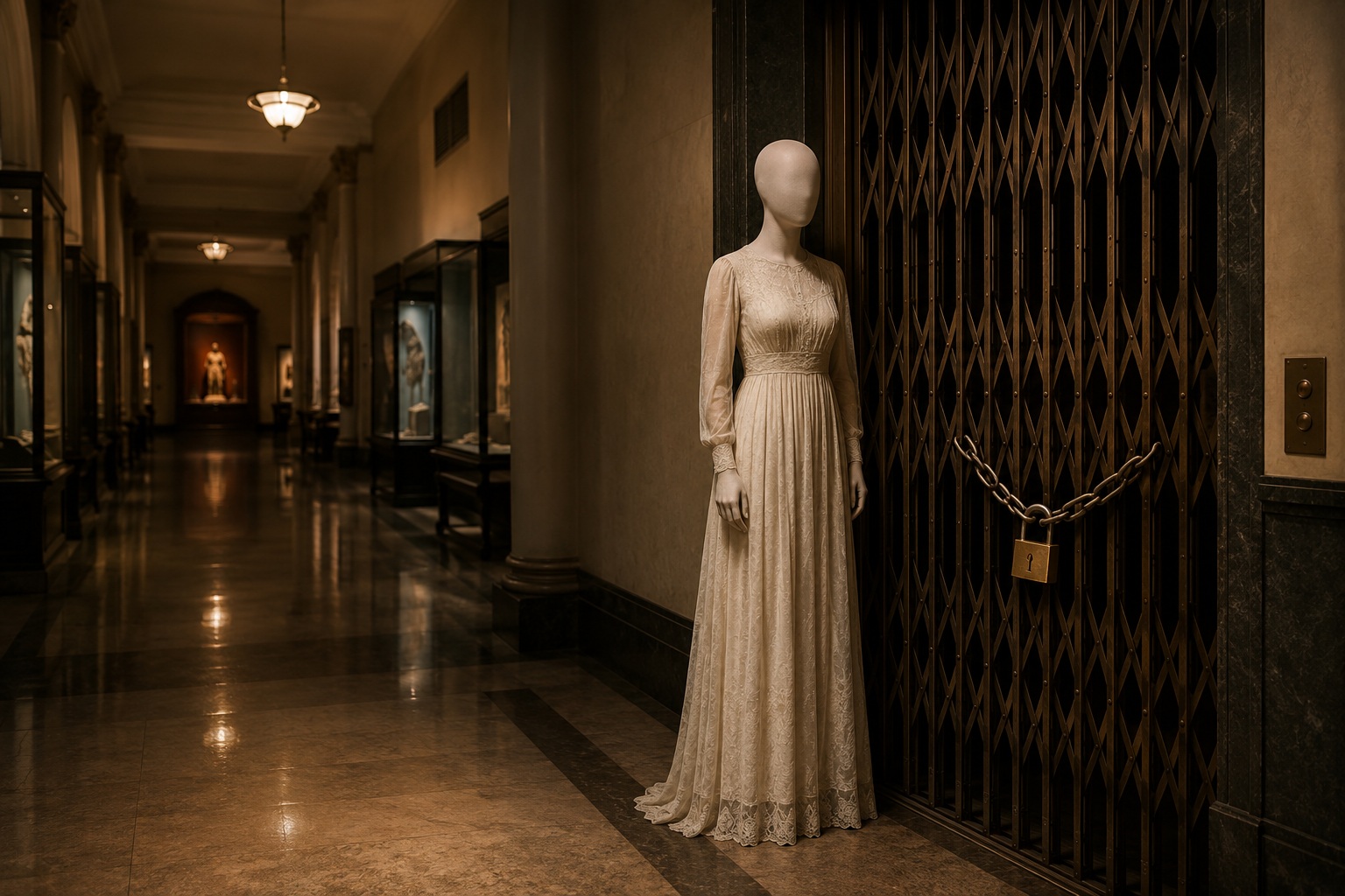 Editorial recreation of the Overnight Guard Found A Faceless Woman Beside The Closed Museum Elevator story, image 1.