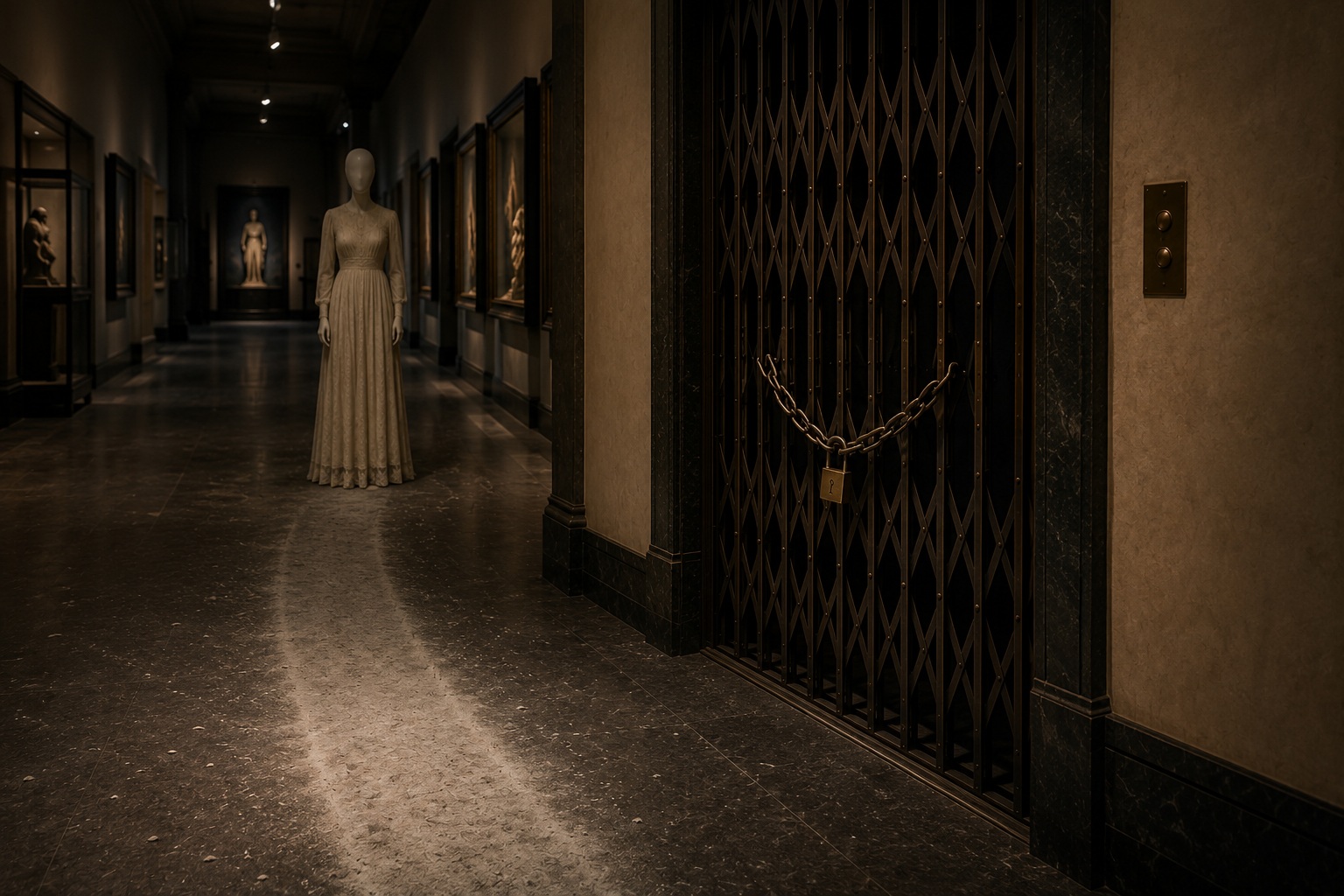 Editorial recreation of the Overnight Guard Found A Faceless Woman Beside The Closed Museum Elevator story, image 3.