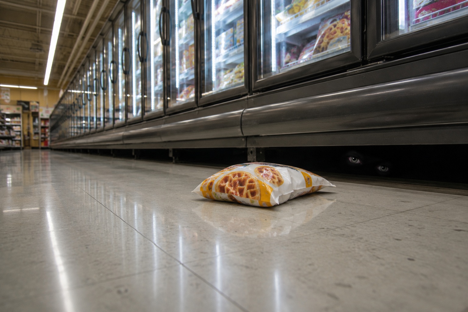 Editorial recreation of the Pest Control Worker Saw Eyes Under The Grocery Store Freezer Case story, image 4.