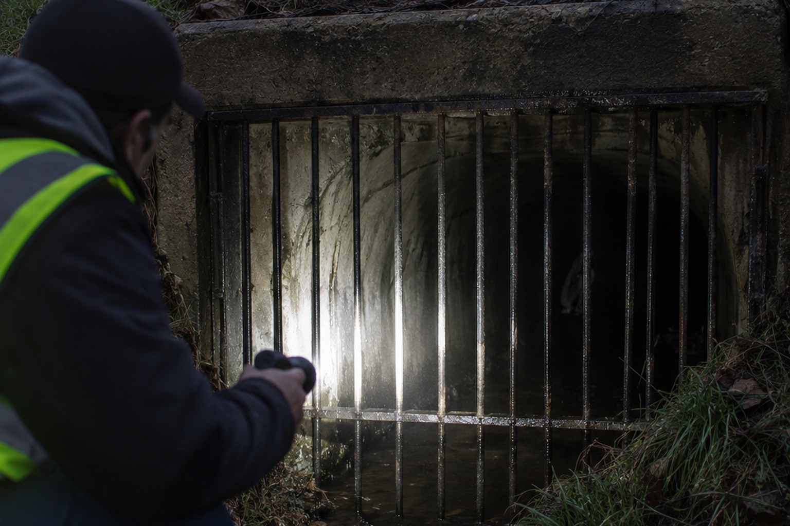 Editorial recreation of the Rural Culvert Inspection Photo Showed A Hairless Bent-Leg Thing Behind The Drain Gate story, image 2.