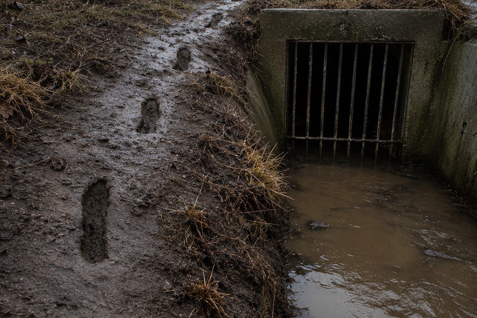Editorial recreation of the Rural Culvert Inspection Photo Showed A Hairless Bent-Leg Thing Behind The Drain Gate story, image 3.