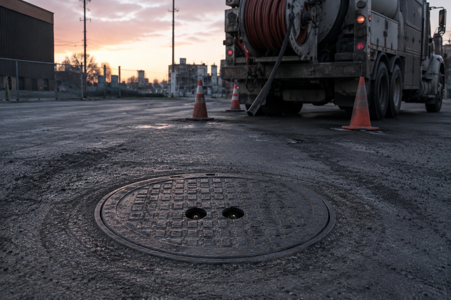 Editorial recreation of the Sewer Crew Heard Scratching Before They Saw The Eyes Under The Manhole story, image 1.