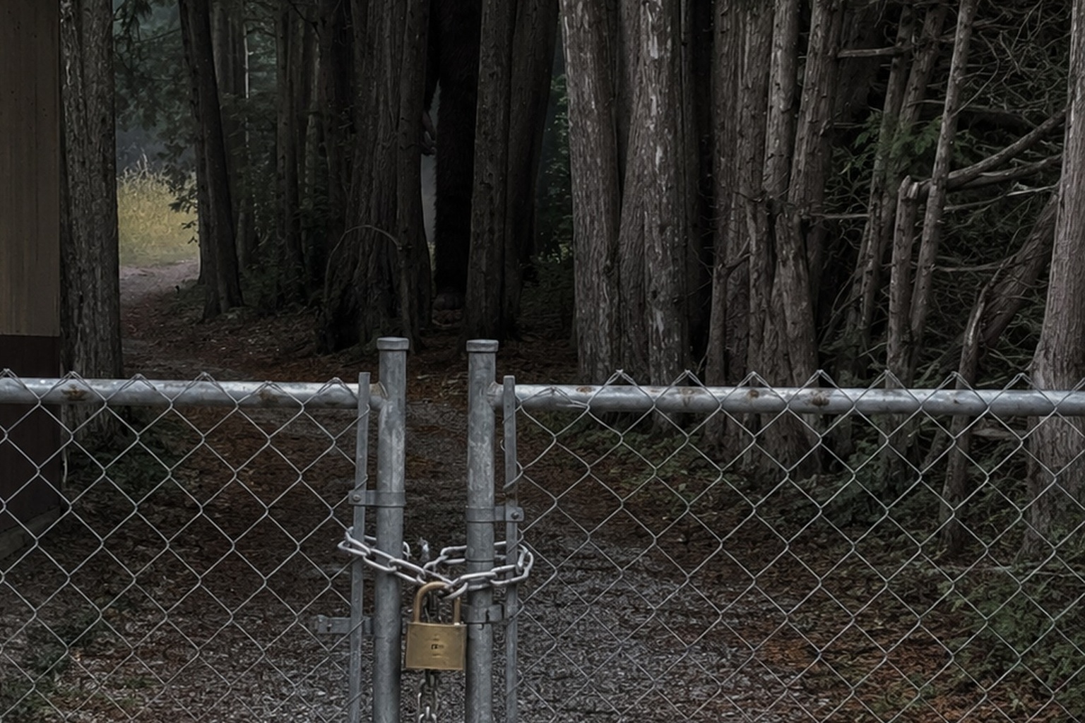Editorial recreation of the Trail Camera Caught Bigfoot Watching From The Cedar Trees Behind The Bait Shop story, image 3.