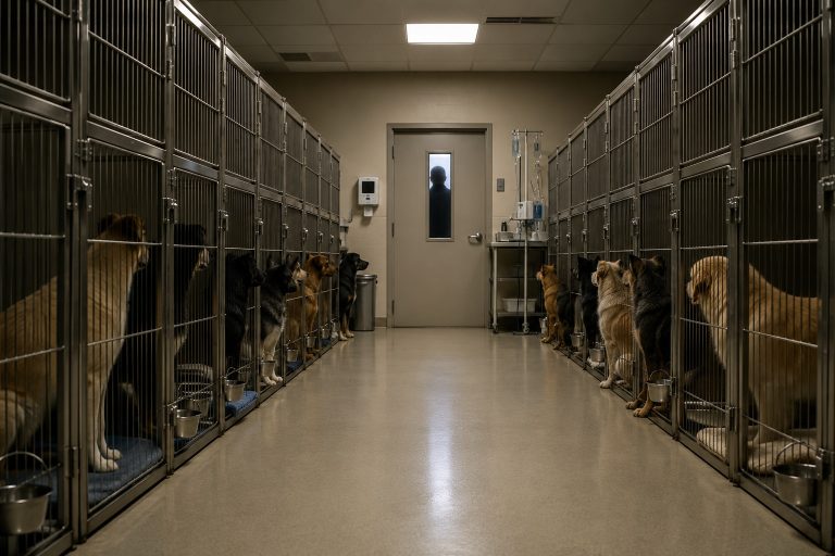 The Veterinary Clinic Kennel Camera Showed Every Dog Facing The Empty Exam Room