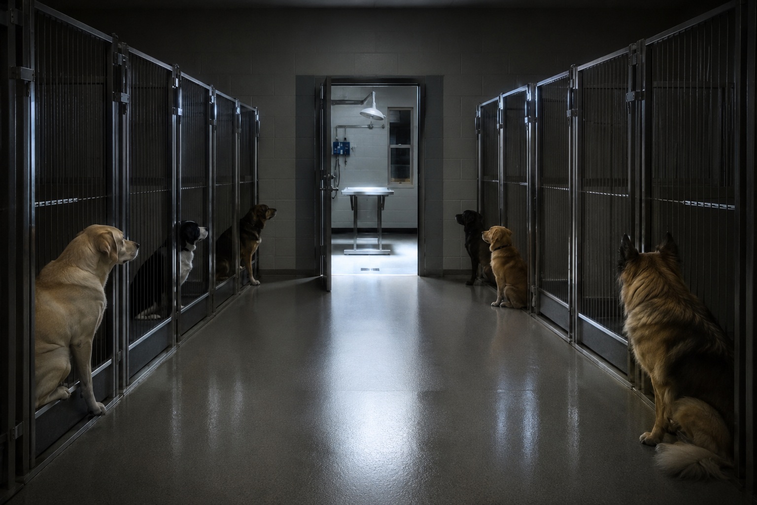 The Veterinary Clinic Kennel Camera Showed Every Dog Facing The Empty Exam Room