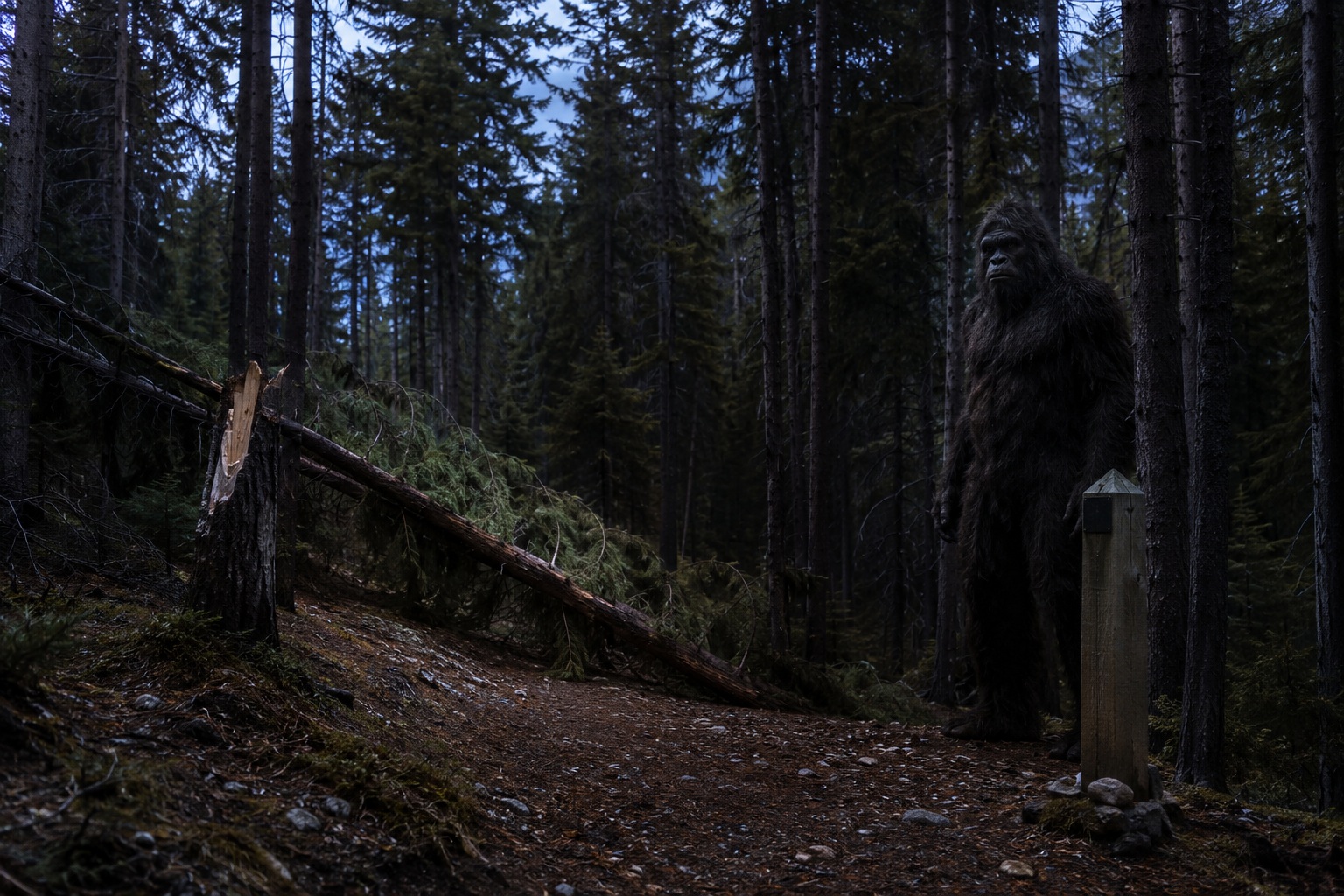 Editorial recreation of the Why Do Bigfoot Stories Mention Trees Snapping Before Sighting? story, image 1.