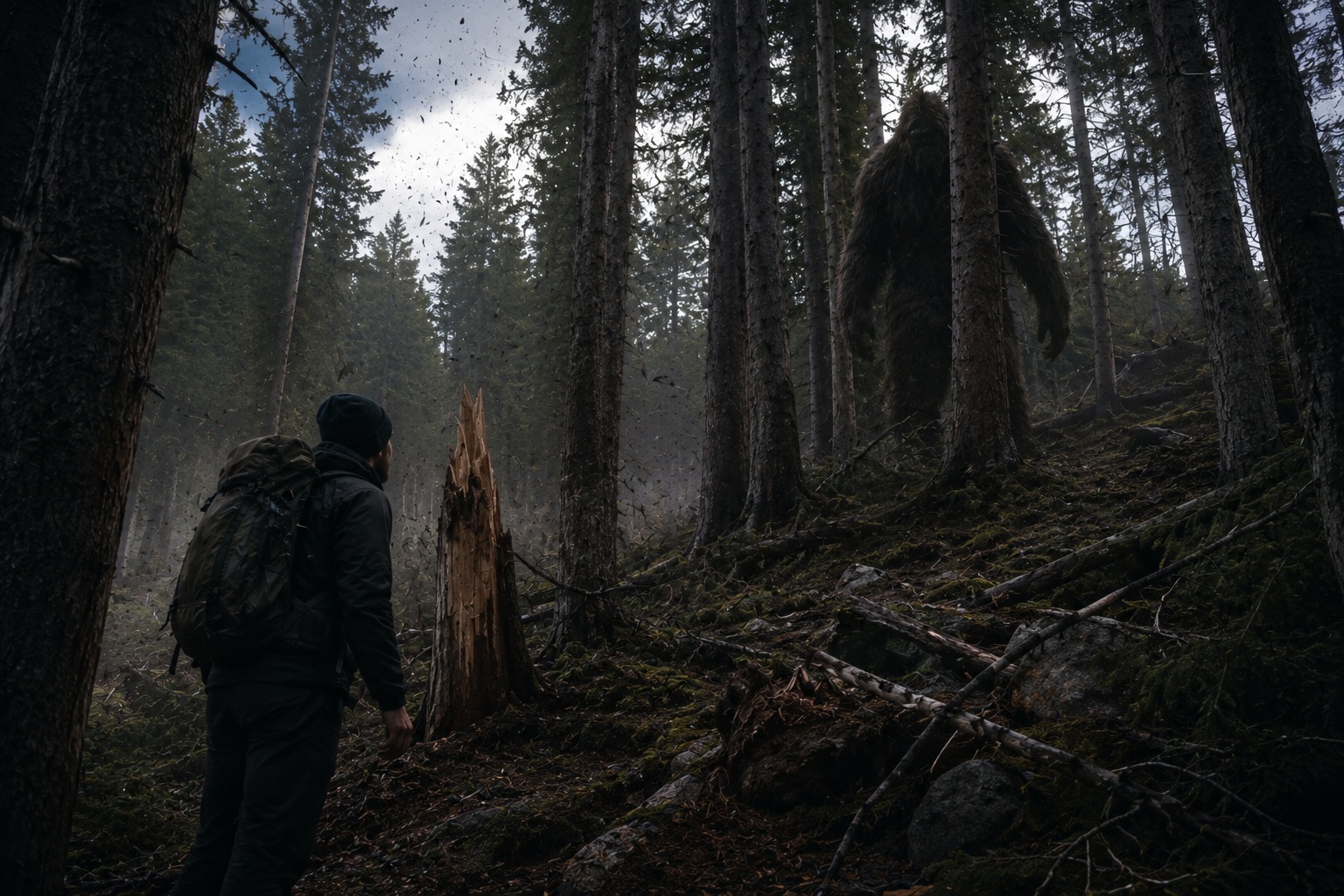 Editorial recreation of the Why Do Bigfoot Stories Mention Trees Snapping Before Sighting? story, image 2.