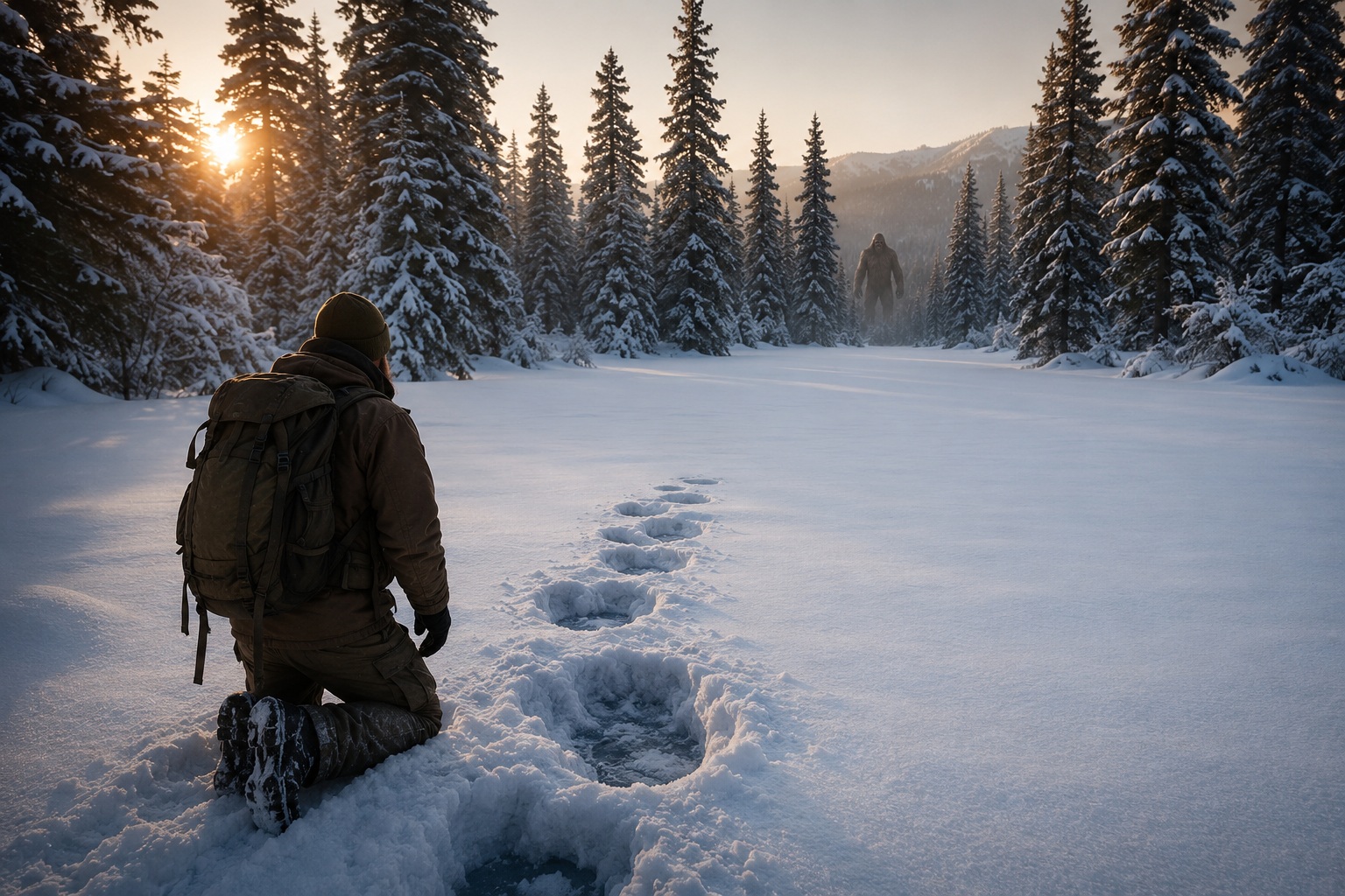 Editorial recreation of the Why Do Bigfoot Witnesses Find Footprints That Stop? story, image 1.