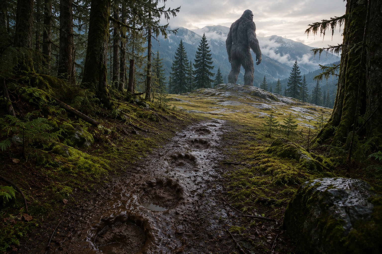 Editorial recreation of the Why Do Bigfoot Witnesses Find Footprints That Stop? story, image 2.