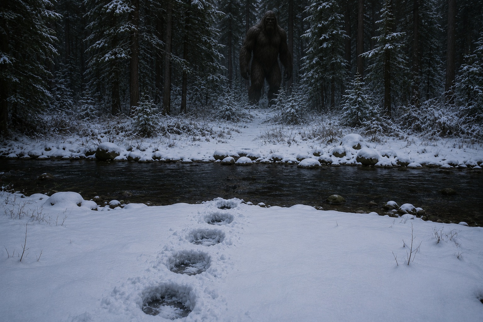 Editorial recreation of the Why Do Bigfoot Witnesses Find Footprints That Stop? story, image 4.