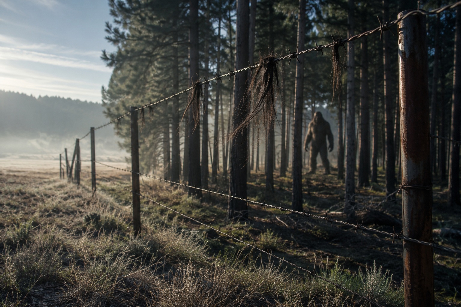 Editorial recreation of the Why Do Bigfoot Witnesses Find Hair On Barbed-Wire Fences? story, image 1.
