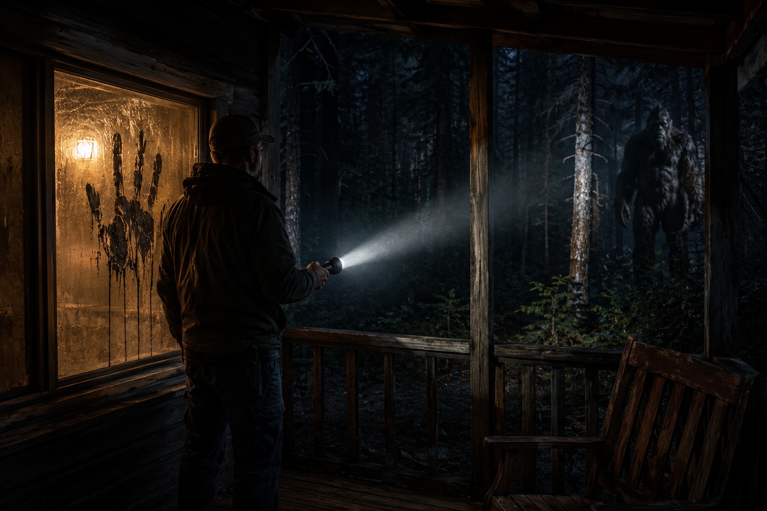 Editorial recreation of the Why Do Bigfoot Witnesses Find Handprints On Cabin Windows? story, image 2.