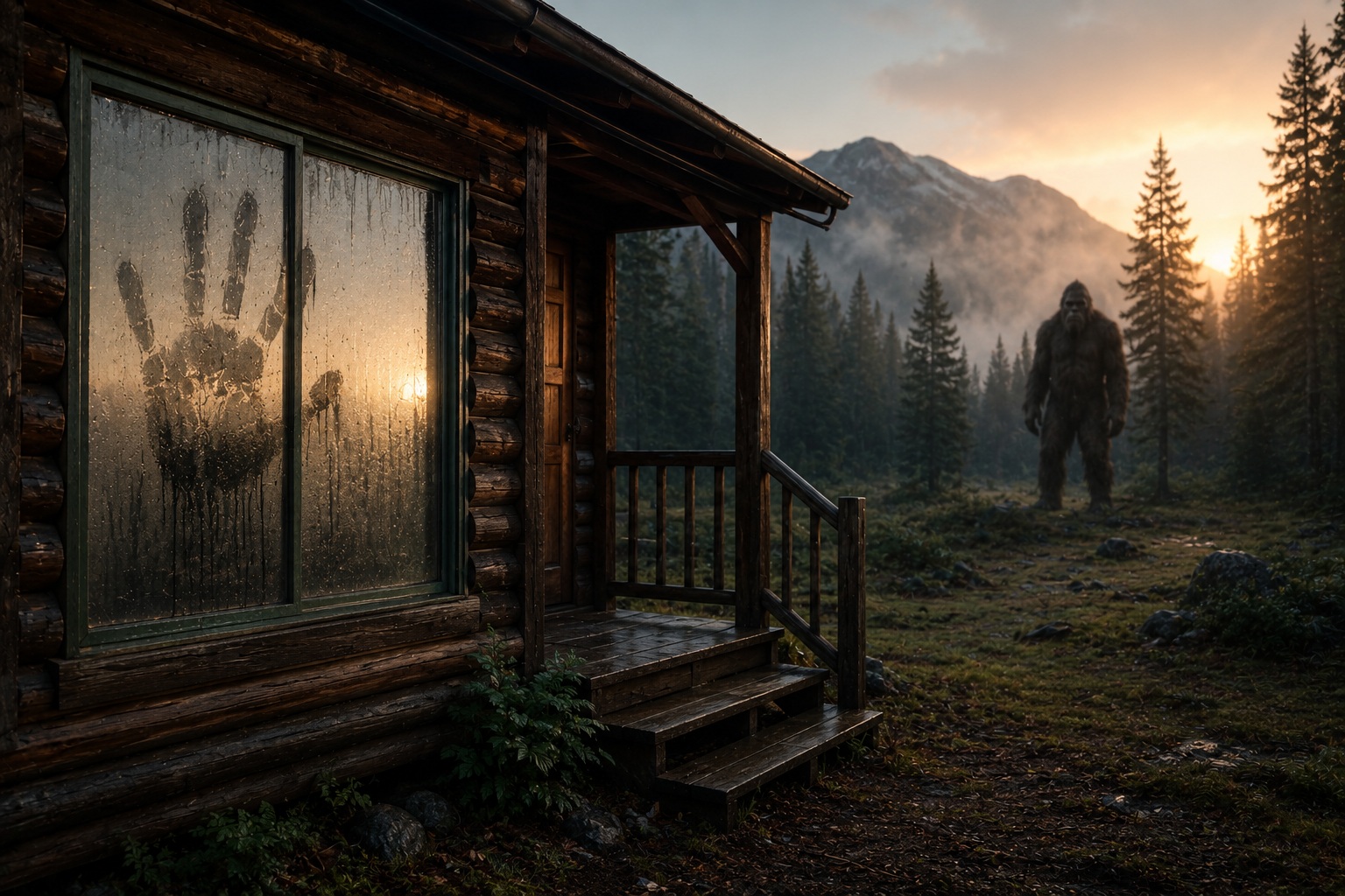 Editorial recreation of the Why Do Bigfoot Witnesses Find Handprints On Cabin Windows? story, image 4.