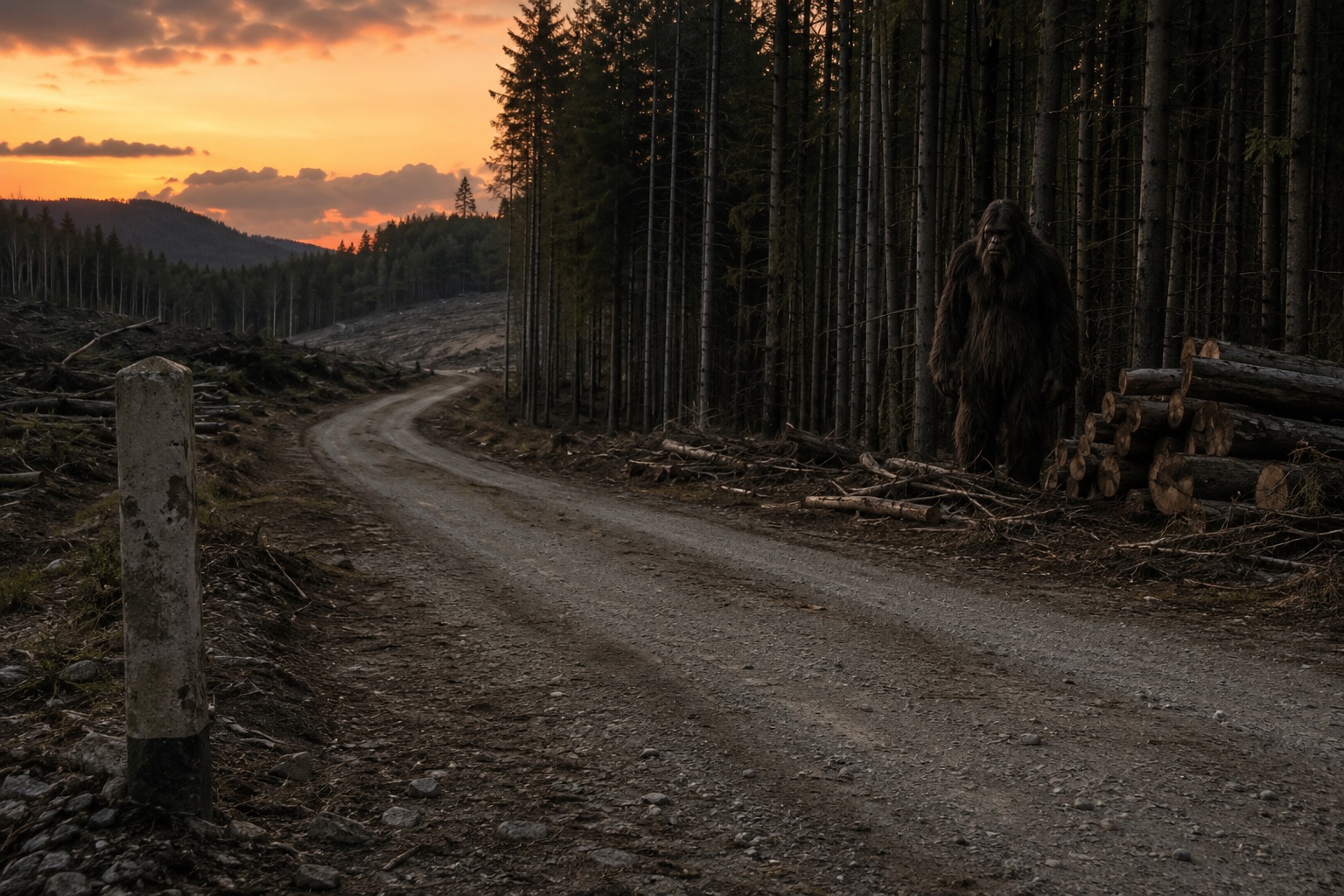 Editorial recreation of the Why Do Bigfoot Witnesses Hear Tree Knocks Near Logging Roads? story, image 1.