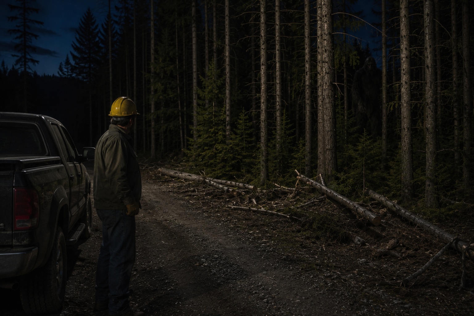 Editorial recreation of the Why Do Bigfoot Witnesses Hear Tree Knocks Near Logging Roads? story, image 2.