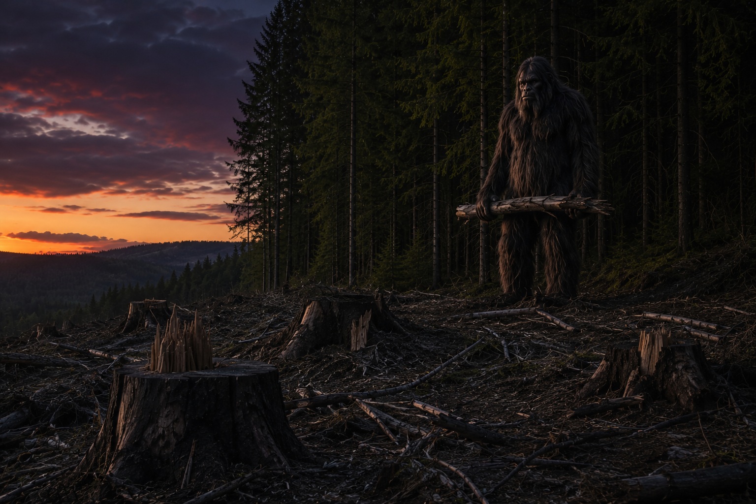 Editorial recreation of the Why Do Bigfoot Witnesses Hear Tree Knocks Near Logging Roads? story, image 3.