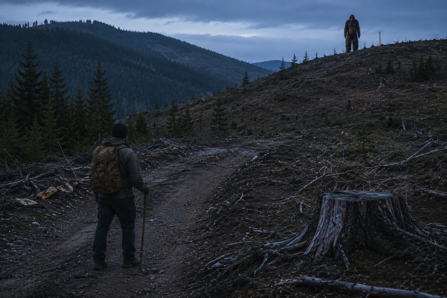 Editorial recreation of the Why Do Bigfoot Witnesses Hear Tree Knocks Near Logging Roads? story, image 4.