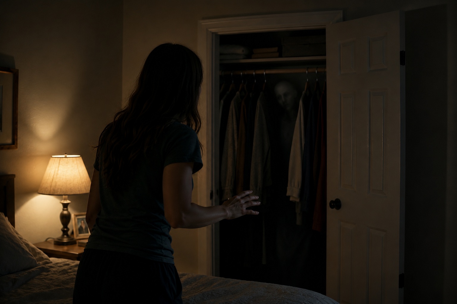 Editorial recreation of the Why Do Ghost Stories Start With Closet Doors Opening After Midnight? story, image 2.