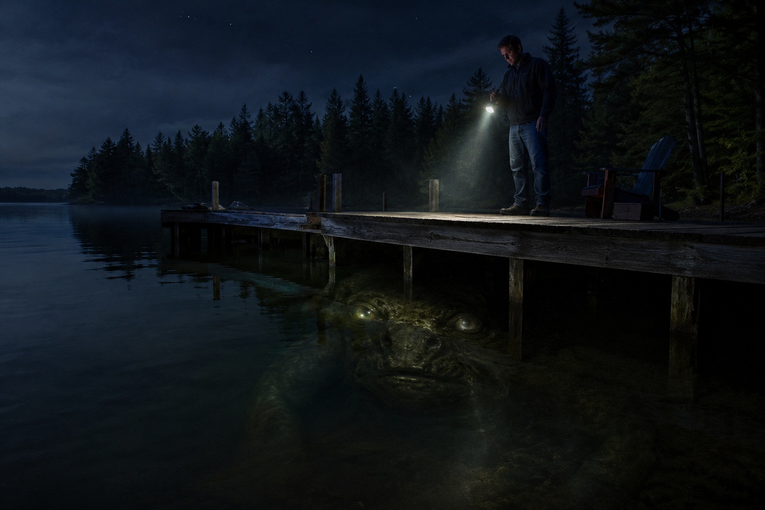 Editorial recreation of the Why Do Lake Creature Stories Start With Something Hitting Dock? story, image 1.