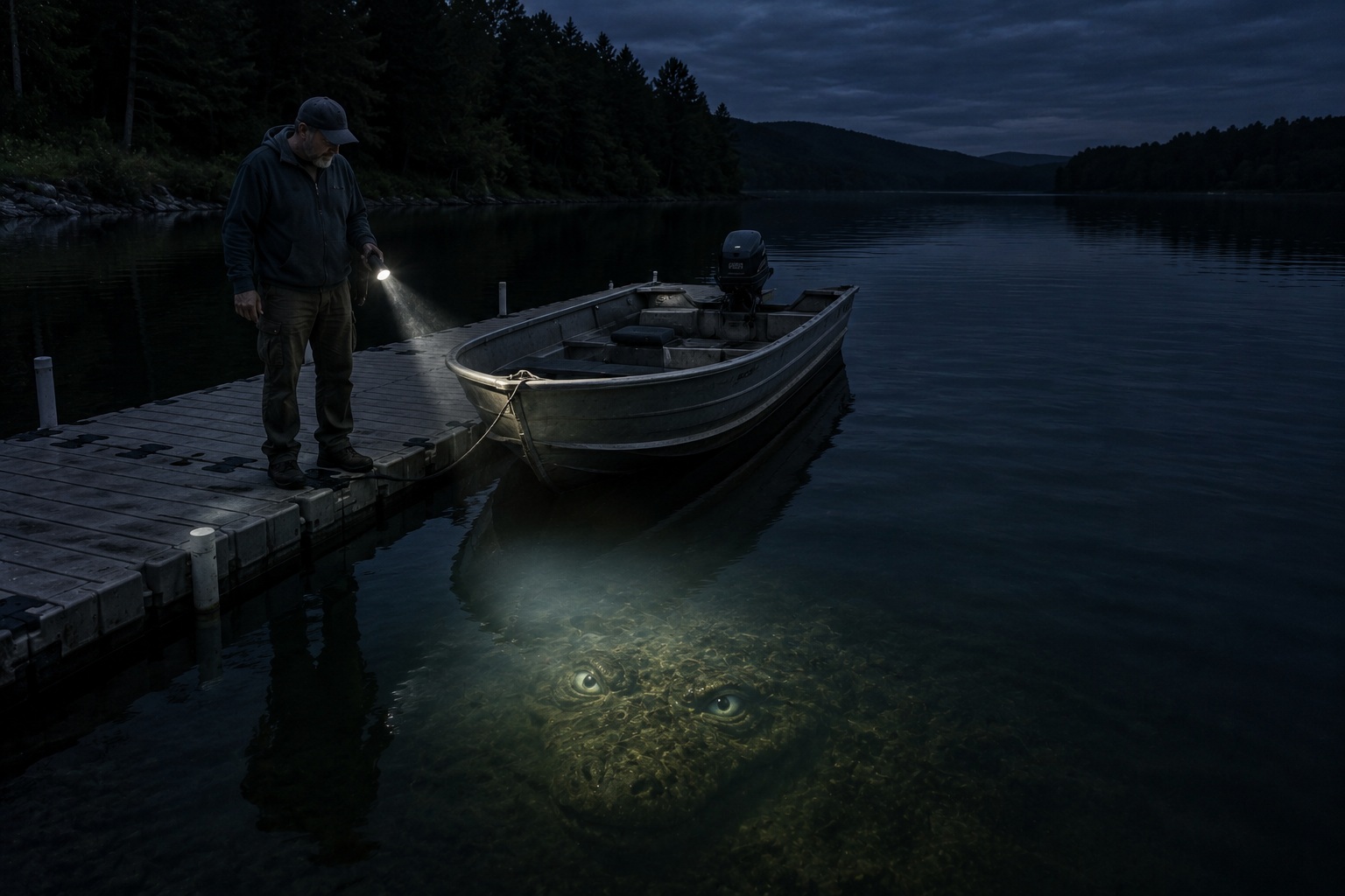 Editorial recreation of the Why Do Lake Monster Stories Start At Boat Ramps? story, image 2.