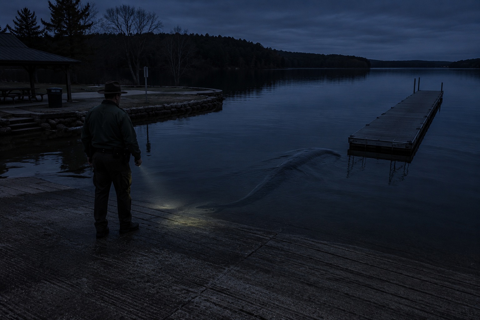 Editorial recreation of the Why Do Lake Monster Stories Start At Boat Ramps? story, image 3.