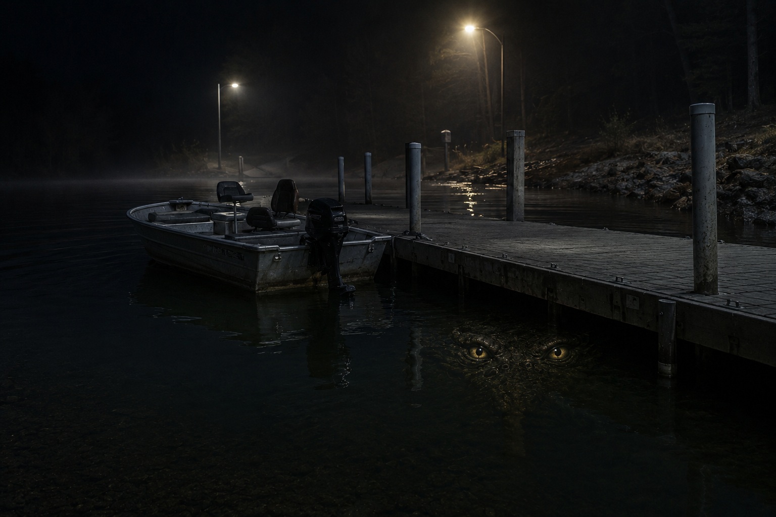 Editorial recreation of the Why Do Lake Monster Stories Start At Boat Ramps? story, image 4.