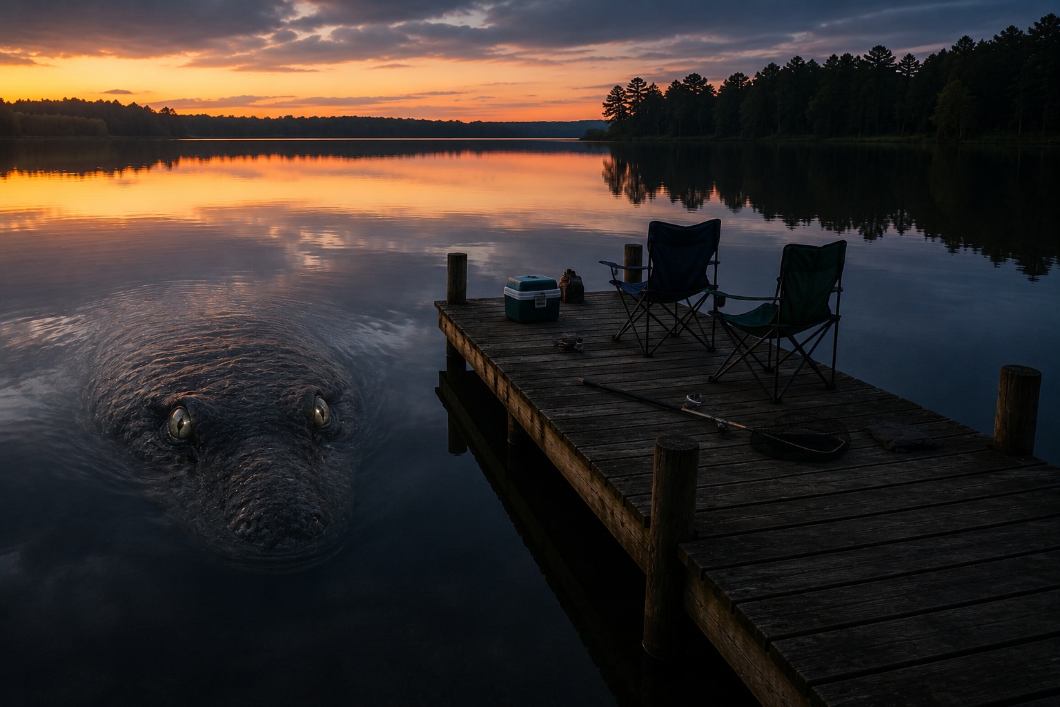 Editorial recreation of the Why Do Lake Monster Stories Start Near Docks? story, image 3.