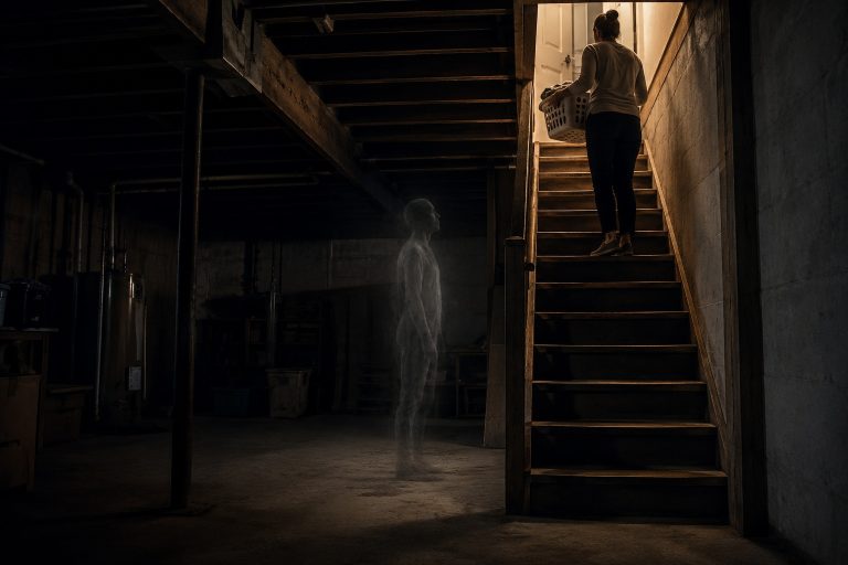 Editorial recreation of the Why Do People Feel Watched From Basement Stairs? story, image 1.